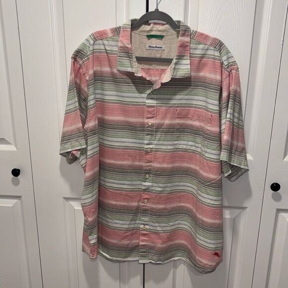Tommy Bahama 100 % cotton multi colored striped button down shirt size XXXL. - Picture 1 of 8